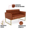 Ver imagem 6 de Sofá Namoradeira Elisa Corano Nozes Base Metálica Industrial Dourado - D'Rossi