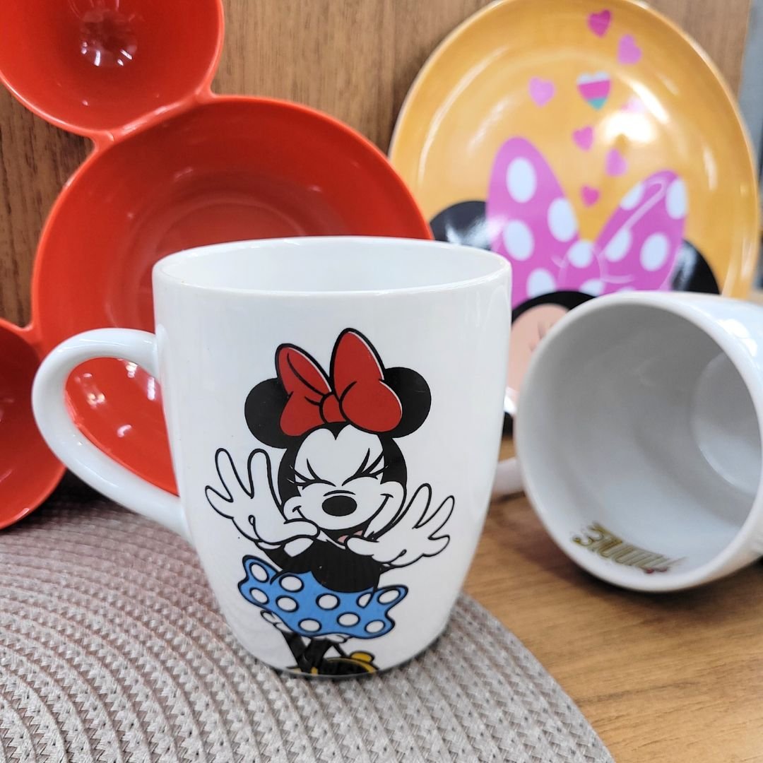 Jogo 2 Canecas Cerâmica Mickey e Minnie Disney 330ml - Tuut - 9