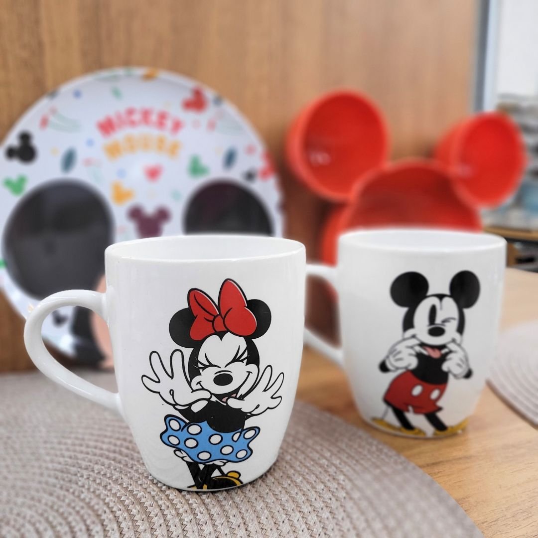 Jogo 2 Canecas Cerâmica Mickey e Minnie Disney 330ml - Tuut - 2