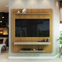 Ver imagem 1 de Painel para Tv até 60 Polegadas Alexandria 2 Prateleiras Ripado/off White - Panorama Móveis