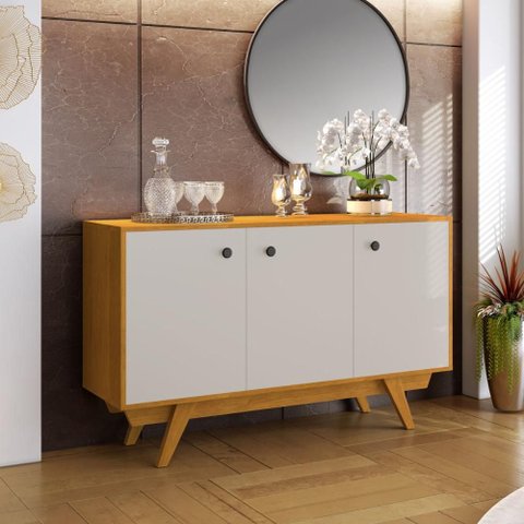 Aparador Buffet com 3 Portas 120cm Retrô Multimóveis Crjcm-APA001 - Cinamomo/Off White