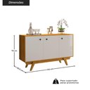 Ver imagem 3 de Aparador Buffet com 3 Portas 120cm Retrô Multimóveis Crjcm-APA001 - Cinamomo/Off White