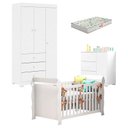 Ver imagem 1 de Quarto de Bebê Duda 3 Portas e Berço Americano Lara Branco Brilho com Colchão Gazin – Phoenix Baby