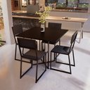 Ver imagem 1 de Conjunto Mesa de Jantar Quadrada Preta 4 Cadeiras Estofado Riviera Industrial Preto Don Castro Decor