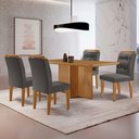 Ver imagem 1 de Mesa de Jantar Olímpia 120cm Mdf Canto Copo e com 4 Cadeiras Carol