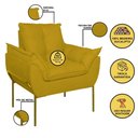 Ver imagem 7 de Kit 2 Poltronas + Namoradeira Pé Metal Dourado Recepção Sala Cor:amarelo