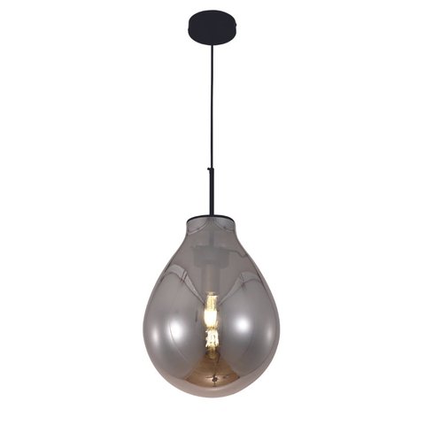 Pendente Preto com Vidro Fumê 40cm 1E27 PARIS LUZ