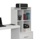 Ver imagem 5 de Escrivaninha Mesa Escritório com Estante Alana 2 Gavetas 4 Nichos 141cm Branco
