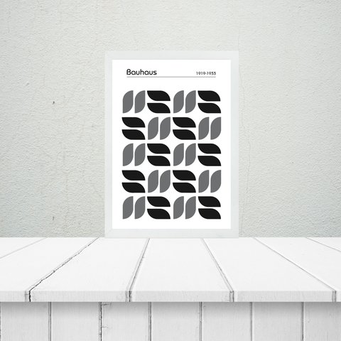 Quadro Bauhaus Grey - Minimalist Tears 24x18cm:moldura Branca