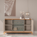 Ver imagem 2 de Buffet Balcão Sala de Jantar Aparador Bancada Sala Estar Cantinho do Café Cozinha com 4 Portas Vidro