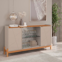 Ver imagem 1 de Buffet Balcão Sala de Jantar Aparador Bancada Sala Estar Cantinho do Café Cozinha com 4 Portas Vidro