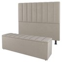 Ver imagem 1 de Kit Cabeceira E Baú Cama Box King Size Cora 195cm Suede Bege