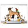 Papel de Parede Pets Cão Gato Papagaio 3d Anm111 - 1