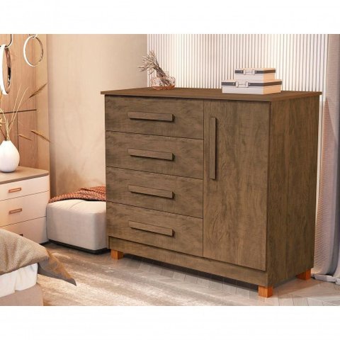 Cômoda Grécia com Sapateira Lateral – 4 Gavetas Amplas e Design Moderno