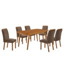 Ver imagem 1 de Mesa de Jantar Copper 180cm Tampo MDF Vidro Canto Copo com 6 Cadeiras Madeira Athenas