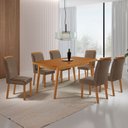 Ver imagem 2 de Mesa de Jantar Copper 180cm Tampo MDF Vidro Canto Copo com 6 Cadeiras Madeira Athenas