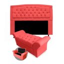 Ver imagem 1 de Kit Cabeceira Geovana e Calçadeira Veneza Solteiro 100cm Suede Renascer Decor:Vermelho