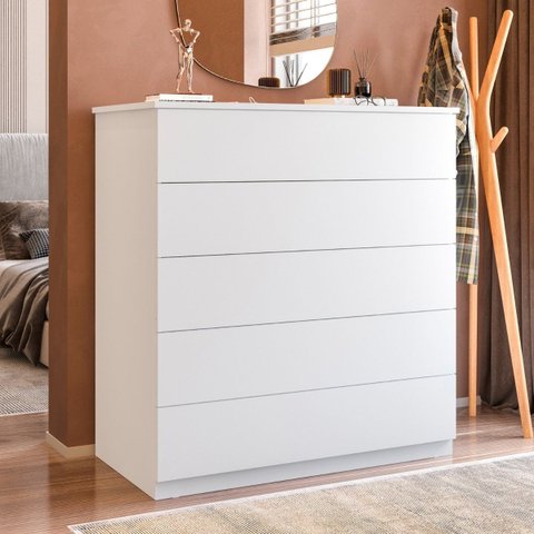 Comoda para Quarto 5 Gavetas Compacta Branco