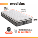 Ver imagem 4 de Cama Box Solteiro Colchão Molas Ensacadas Pillow Top Maximus 88x188x67cm Cinza / Preto Gazin