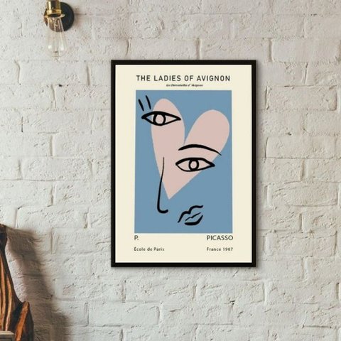 Quadro Picasso - The Ladies Of Avignon 24x18cm:madeira Preta