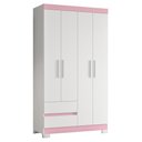 Ver imagem 1 de Guarda Roupa Solteiro Olímpia 4 Portas 2 Gavetas Quadriflex Branco/rosa - Móveis Albatroz
