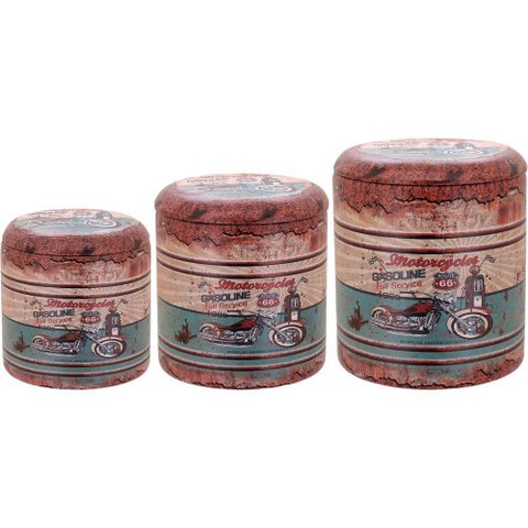 Jogo 3 Peças Banqueta Banco Gardem Jardim Mdf Colorido