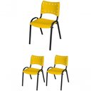 Ver imagem 1 de Cadeira Iso Base Preto Igreja, Escola, Escritório - Amarelo Kit 3 Peças