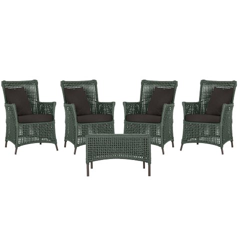 4 Poltronas e 1 Mesa Igapó em Alumínio Pintura Marrom Corda Náutica Estofado 9