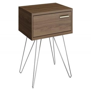 Mesa de Cabeceira 881 Freijó - 1 Gaveta com Pés Cromados - Carraro