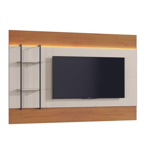 Painel Moderno para com Led Ravena--off White Mavau Móveis
