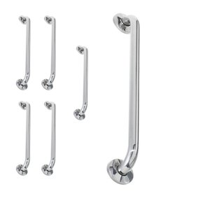 Alça de Apoio 40cm Inox Barra Kit 5 unidades Cadeirante Idoso Banheiro Deficiente Acessibilidade Bra