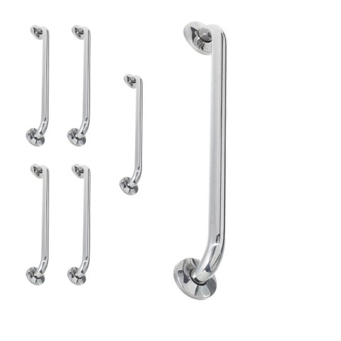 Alça de Apoio 40cm Inox Barra Kit 5 unidades Cadeirante Idoso Banheiro Deficiente Acessibilidade Bra