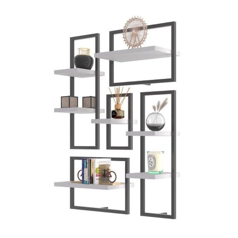 Conjunto 7 Prateleiras Industrial Branco - Pleno