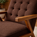 Ver imagem 2 de Kit 2 Poltronas Zara Capitone Tecido Boucle Moderna Decorativa Pés em Madeira Maciça para Sala de Es