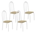Ver imagem 1 de Kit 4 Cadeiras Ubatuba Corino Creme Tubo Branco