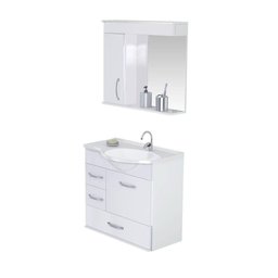 Armário para Banheiro Viena 5700 Suspenso 59,5cm 2 Gavetas + Gavetão Rorato - Branco - 2