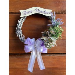 Enfeite de Porta de Entrada Guirlanda de Flores Lilás 40cm - 2