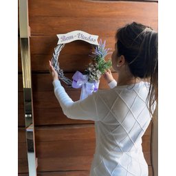 Enfeite de Porta de Entrada Guirlanda de Flores Lilás 40cm - 4