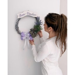 Enfeite de Porta de Entrada Guirlanda de Flores Lilás 40cm - 3