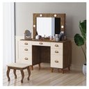 Ver imagem 3 de Penteadeira Camarim New Seul com Banqueta Almofadada Malbec Off White - Luapa