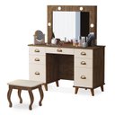 Ver imagem 1 de Penteadeira Camarim New Seul com Banqueta Almofadada Malbec Off White - Luapa
