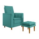 Ver imagem 1 de Poltrona Amamentação Confortável com Puff Lia Suede Azul Turquesa