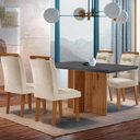 Ver imagem 1 de Mesa Olimpia 120cm Mdf Vidro Canto Copo Com 4 Cadeiras Carol