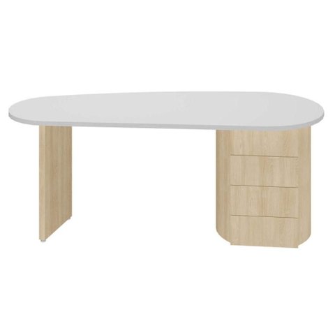 Mesa Escrivaninha Organica 4 Gavetas 183 cm Carvalho Branco Artany