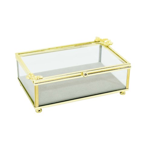Porta Joia em Metal Dourado com Borboleta 6x17x12cm