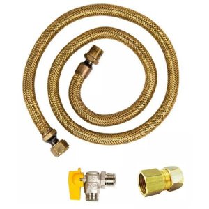 Mangueira 80Cm + Registro + Adaptador Fogão Gas Encanado Gn