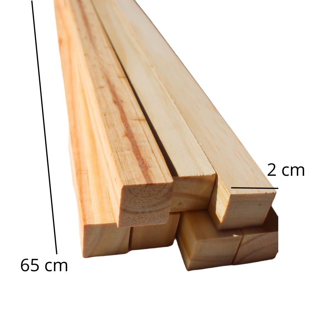 10 Ripas, régua de Madeira Pinus 65 cm x 2 cm x 2 - 2