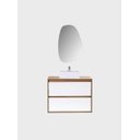 Ver imagem 4 de Gabinete para Banheiro com Cuba e Espelheira Organica 80cm Mdf Freijo com Branco Dubai - On Móveis