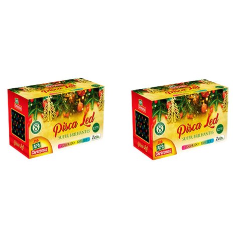 Kit 2 Pisca Pisca 100 Leds Colorido 8m Fio Transparente - 127v