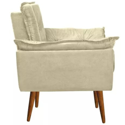 Kit 2 Poltronas Decorativas Opala com Puff Redondo Bege - Visa Decor - 4